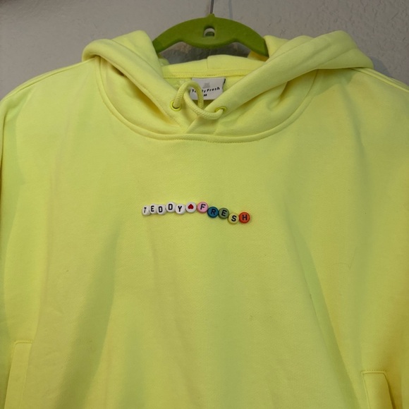 Teddy Fresh Hoodie Highlighter Neon Yellow Cropped Friendship Bracelet - Picture 8 of 11